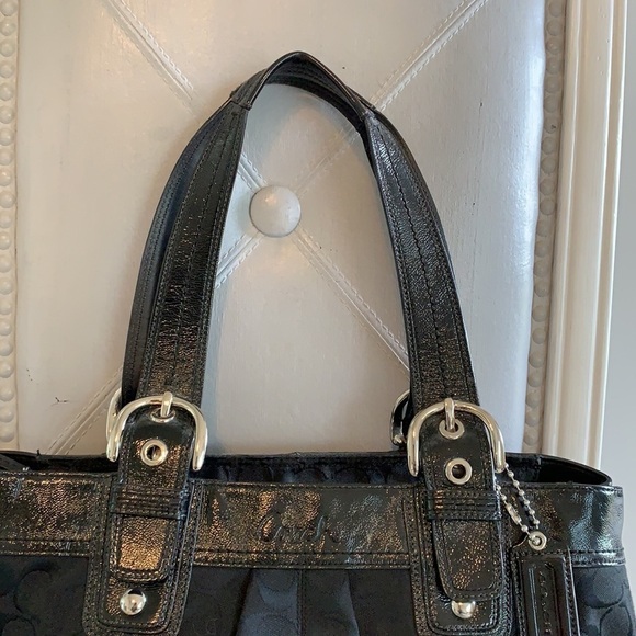 Coach Monogram Shoulder Tote bag signature black - Picture 3 of 16